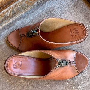 Frye leather slip on booties.